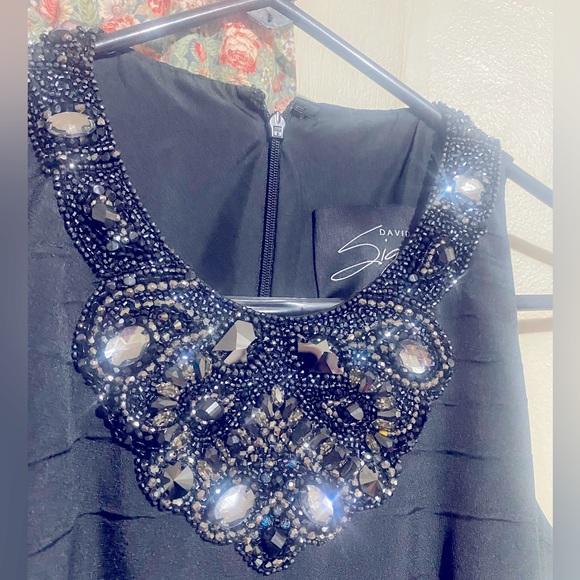 David Meister Signature embellished neckline sleeveless black dress size 2 - Picture 2 of 4